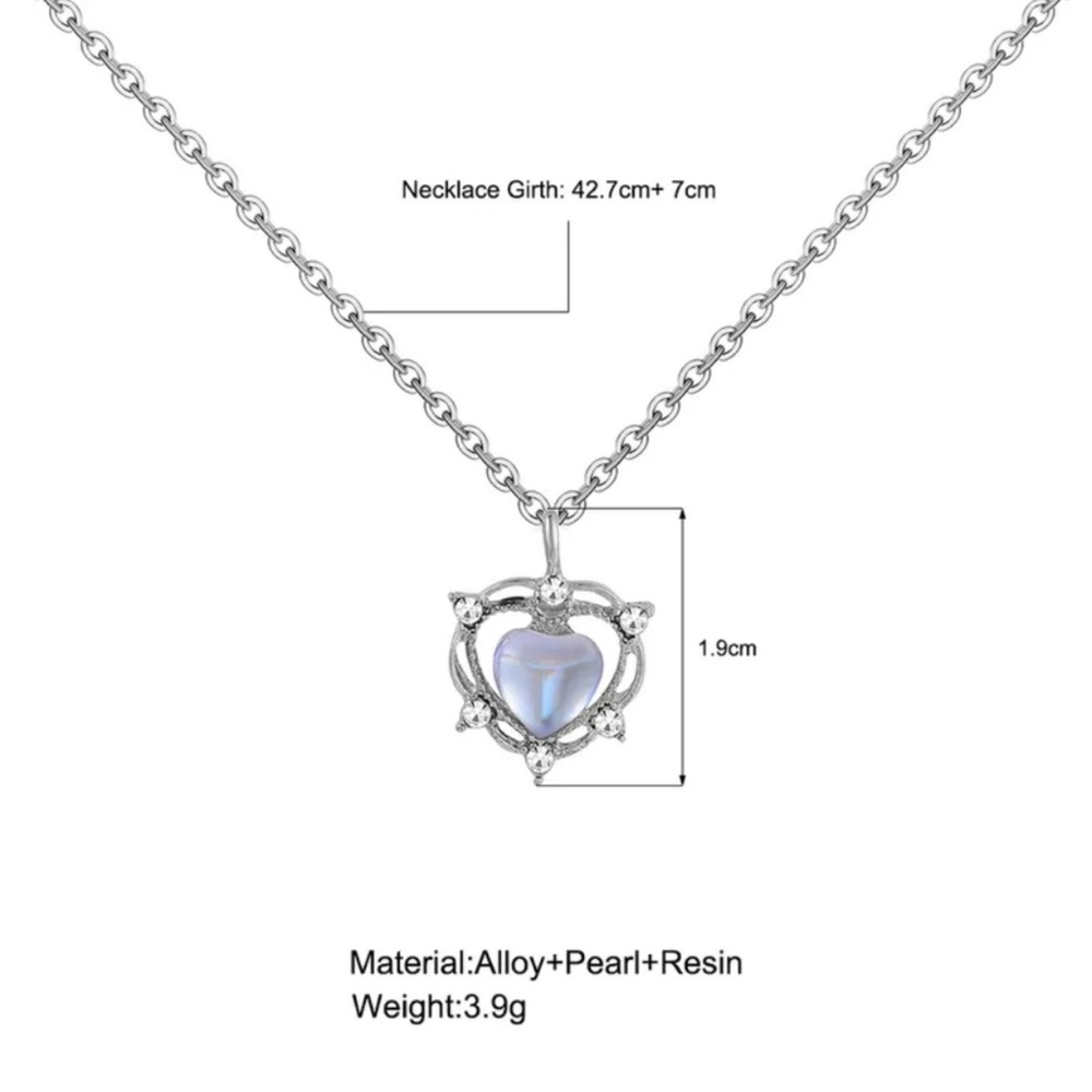 Elegant Silver Color Heart Pendant Necklace - Picture 7 of 7